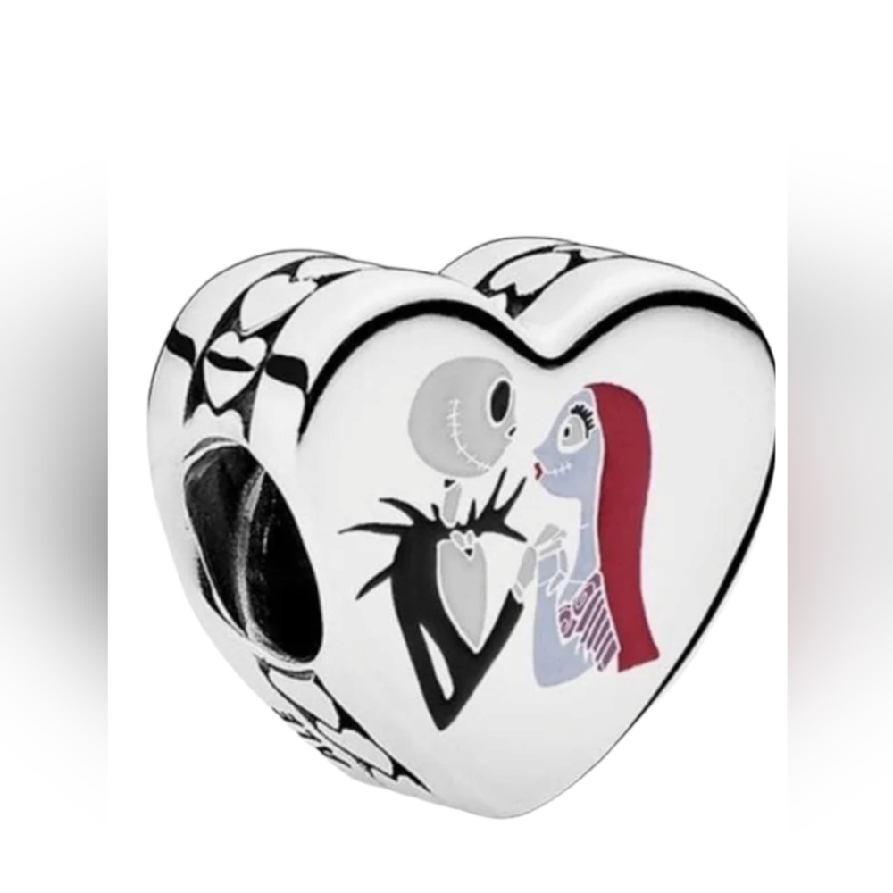 🎆LINX DISCONTINUED Silver Jack Sally Nightmare Before Christmas Bracelet Charm